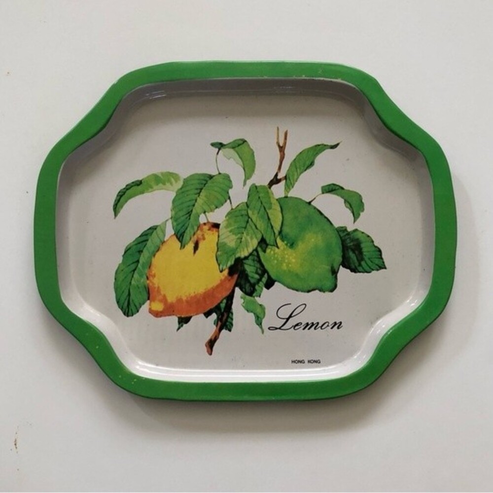 Vintage 70s Lemon Tin Tray